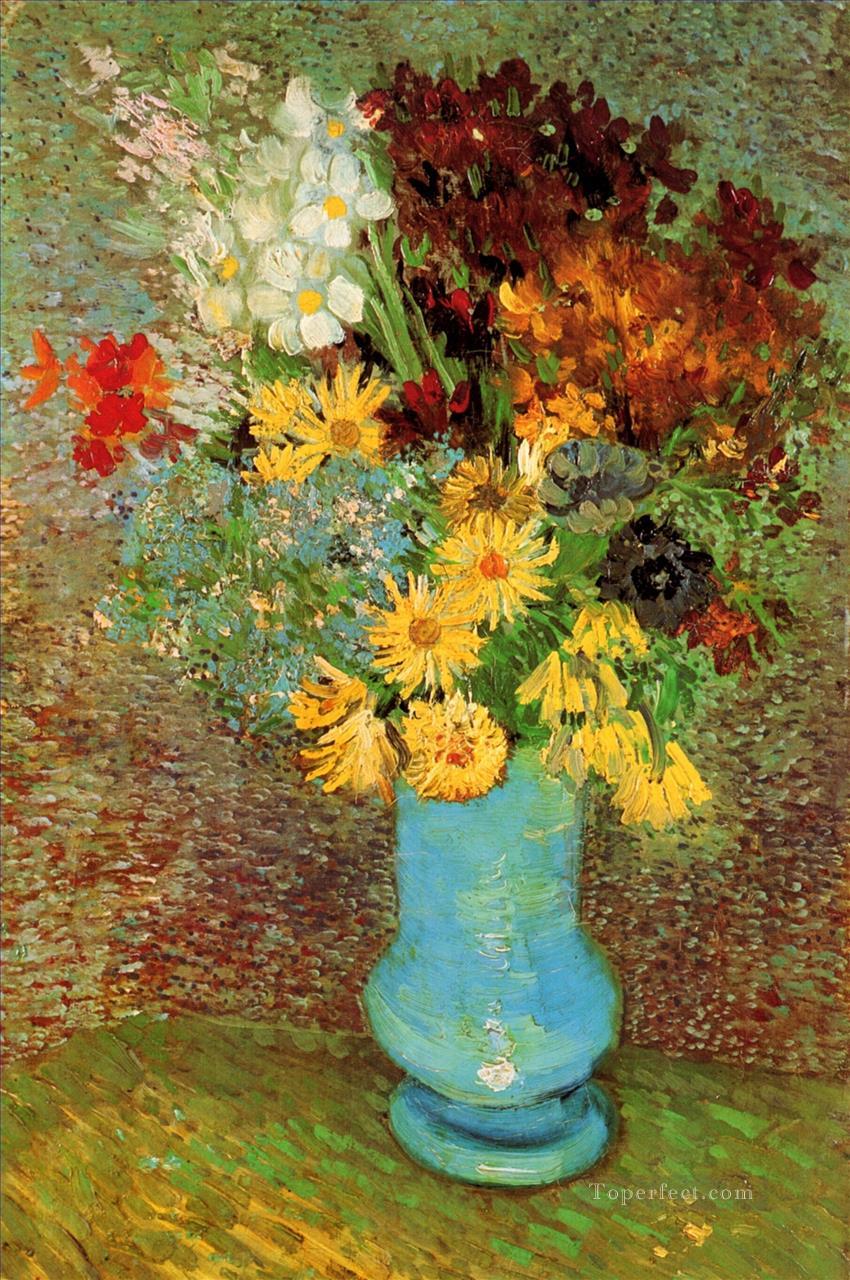 Jarrón con Margaritas y Anémonas Vincent van Gogh Pintura al óleo